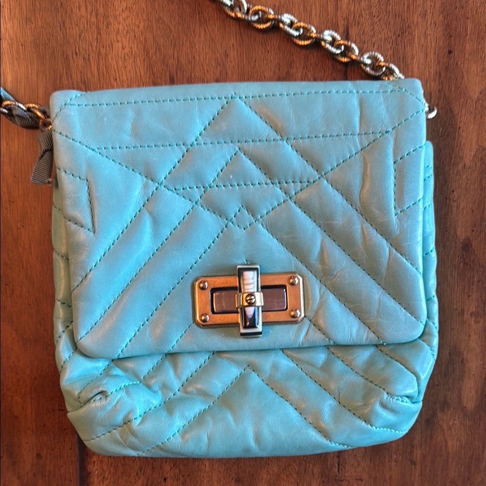 Teal Leather Lanvin Quilted Crossbody Bag - Picture 2 of 6